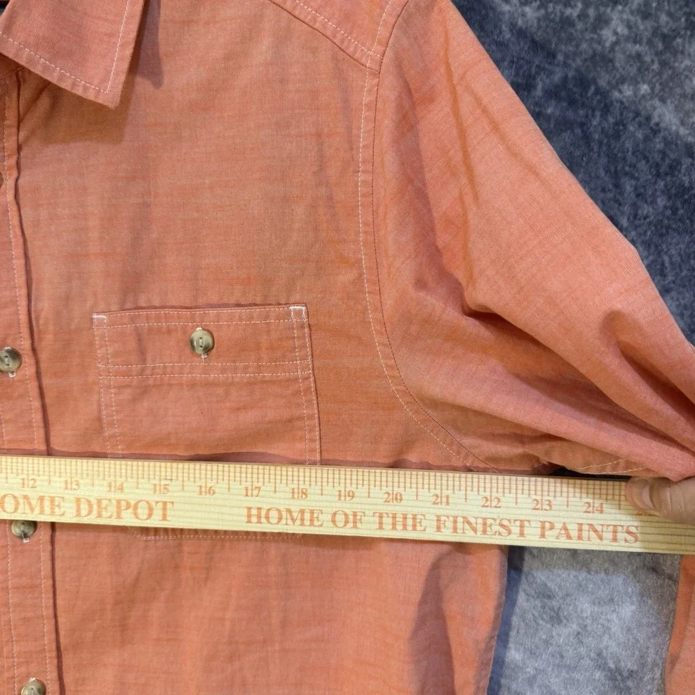 north face long sleeve button down shirt Montgomery Orange L Denim Style Pockets
